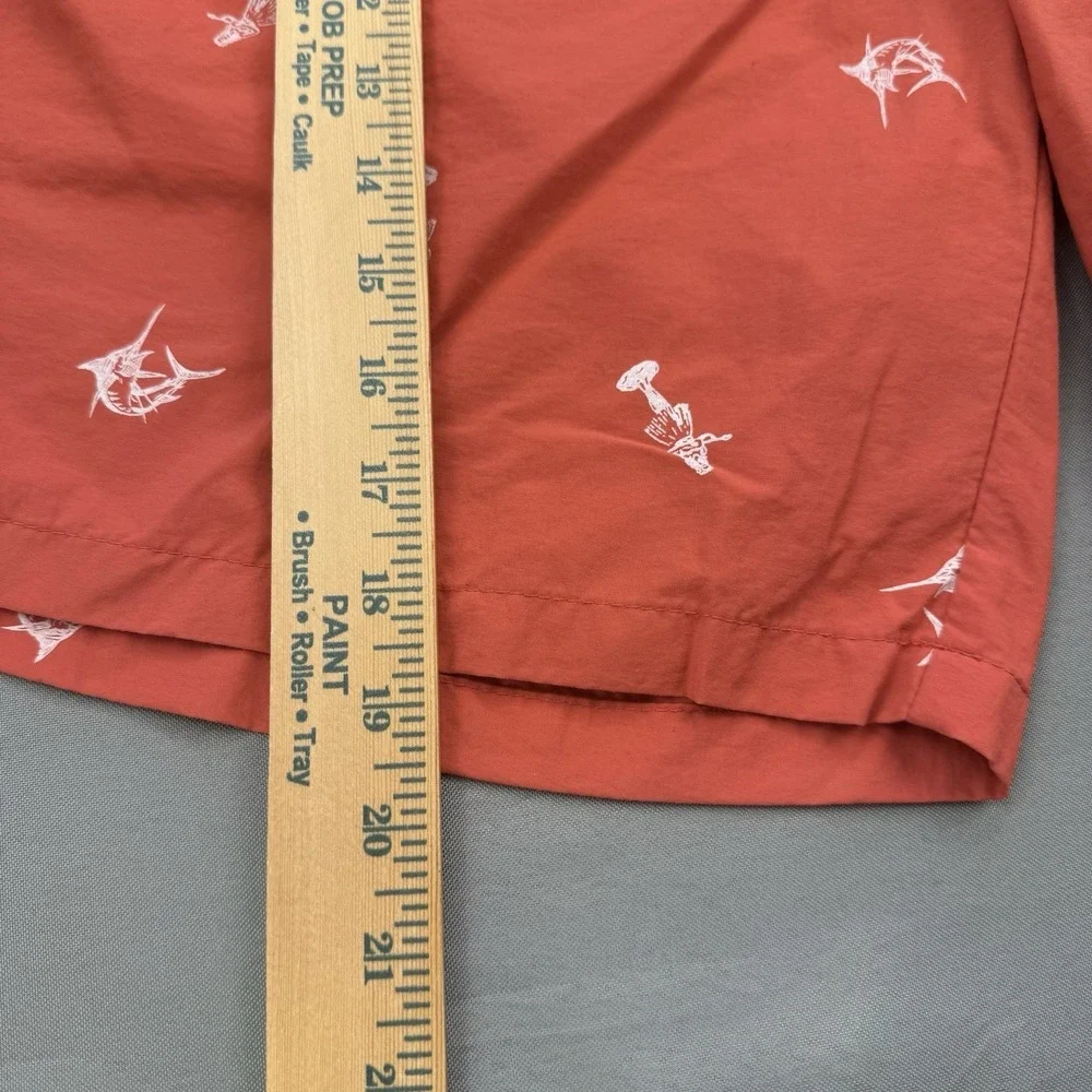 Columbia Peach Swordfish Print Swim Shorts Omni Shade Lined Men's M Beach Marine